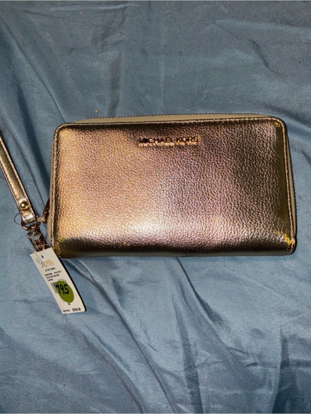Michael Kors Metallic Rose Gold Wristlet Clutch